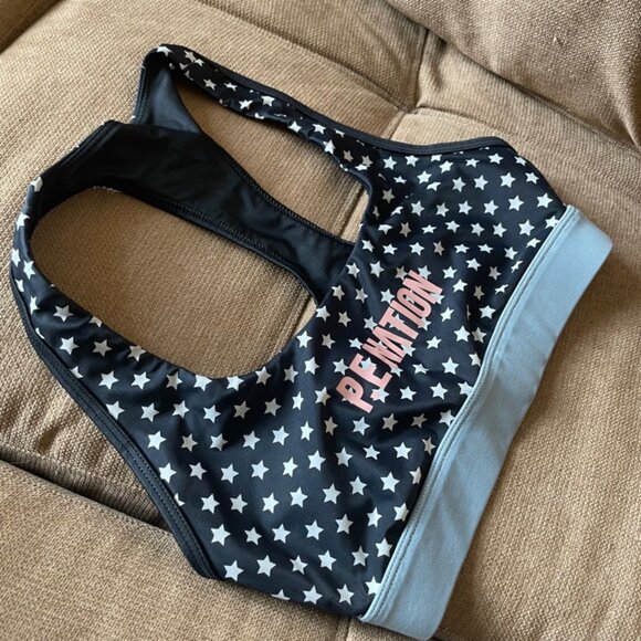 PE.NATION SPORT BRA WHITE BLACK PINK STARS SIZE XSMALL GYM YOGA CHIC SPORTY - Picture 12 of 14